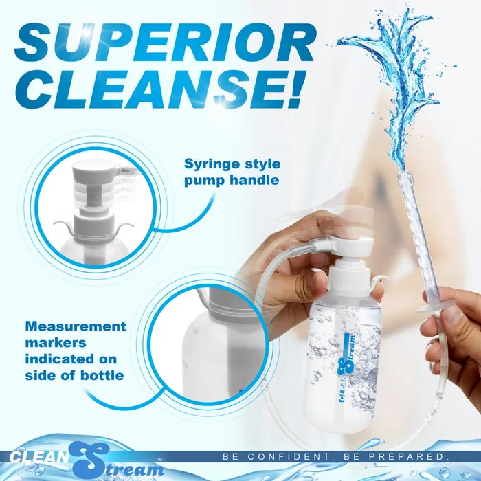 CleanStream Male Sex Toys Pump Action Enema Bottle with Nozzle