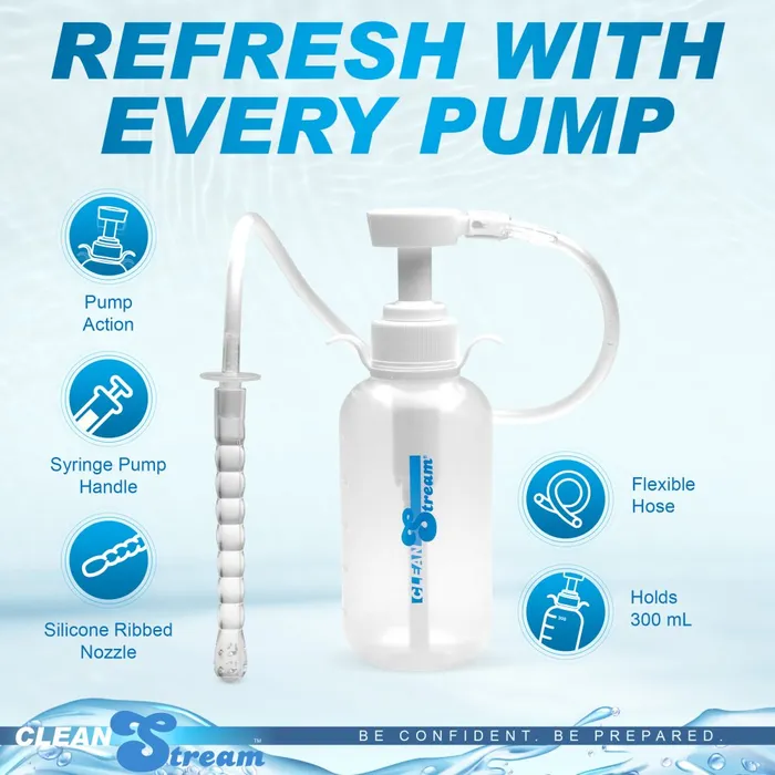 CleanStream Male Sex Toys Pump Action Enema Bottle with Nozzle