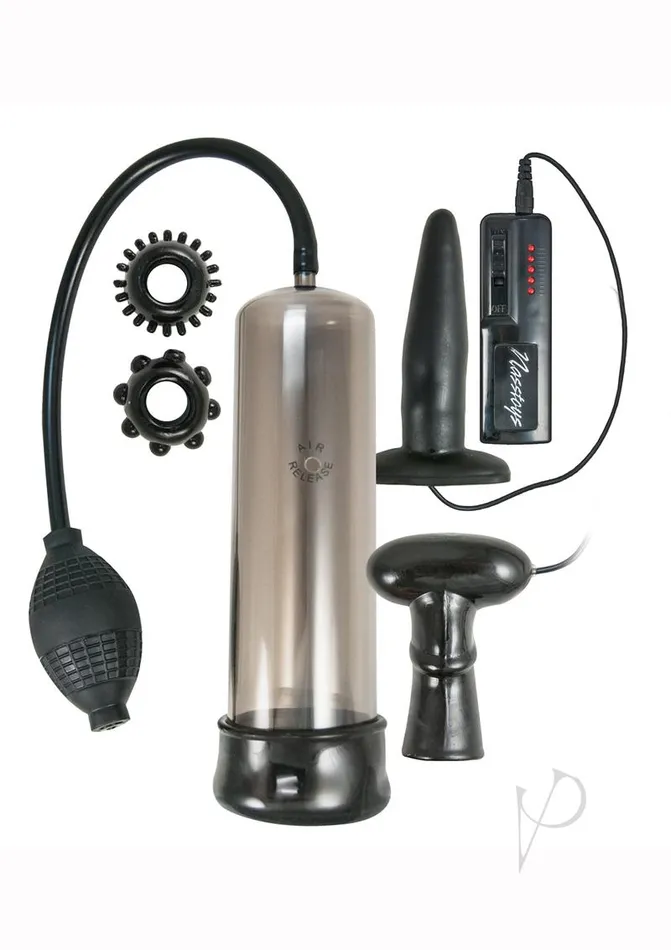 Commander Anal Commander Mens Power Kit with Wired Remote Control 5 pc Black