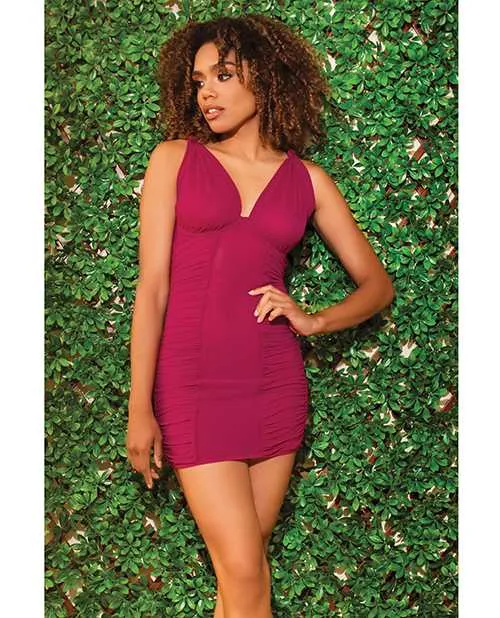 Coquette Hosiery Sheer Mesh Ruched Side Chemise GString Raspberry SM Coquette Hosiery Sheer Mesh Ruched Side Chemise GString Raspberry SM