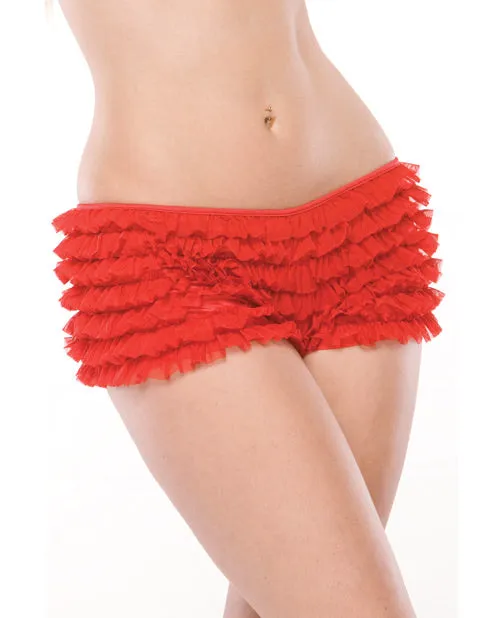 Coquette Vibrators Ruffle Shorts wBack Bow Detail Red OSXL
