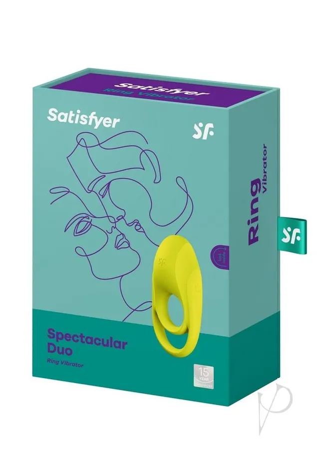 Couples Satisfyer Satisfyer Spectacular Duo Silicone Vibrating Cock and Ball Ring Neon Yellow