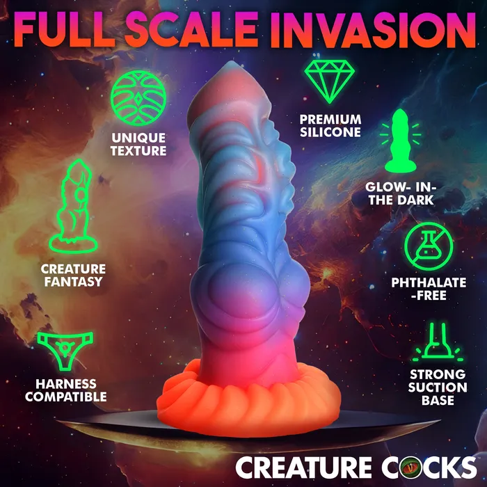 Creature Cocks Dildos Alien Invader GlowInTheDark Silicone Dildo