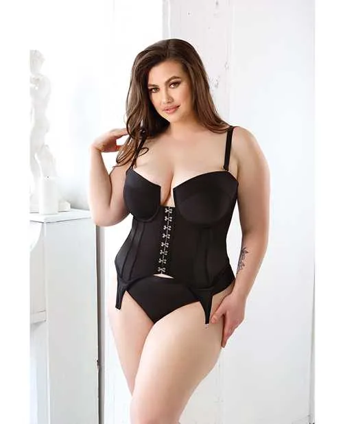 Curve By Fantasy Lingerie Vibrators Curve Sloan Cropped Bustier Top Panty Black 1X2X Curve By Fantasy Lingerie Vibrators Curve Sloan Cropped Bustier Top Panty Black 1X2X