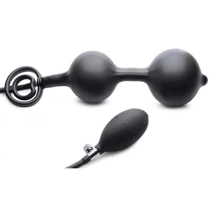 Devils Rattle Inflatable Silicone Anal Plug with Cock and Ball Ring Master Series Male Sex Toys