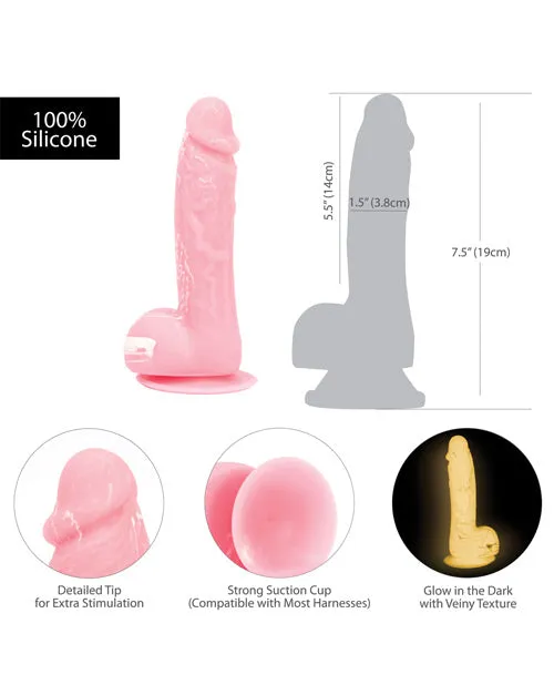 Dildos Addiction Addiction Toy Collection Brandon Silicone GlowInTheDark Dildo with Balls 75in Pink