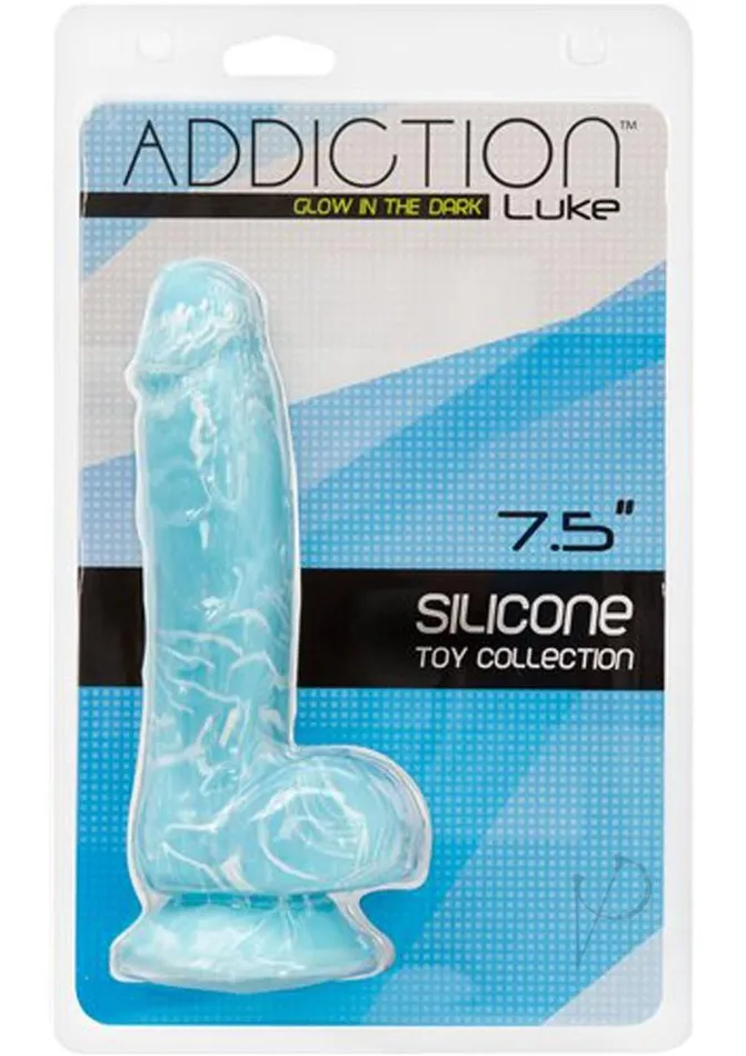 Dildos Addiction Addiction Toy Collection Luke Silicone GlowInTheDark Dildo with Balls 75in Blue Dildos Addiction Addiction Toy Collection Luke Silicone GlowInTheDark Dildo with Balls 75in Blue