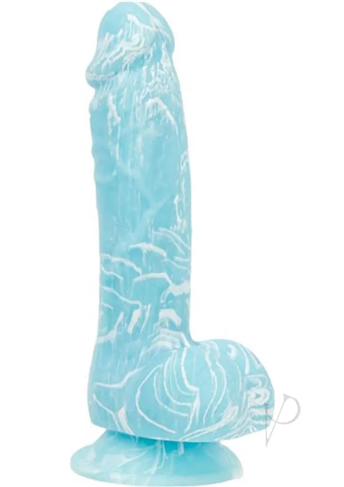 Dildos Addiction Addiction Toy Collection Luke Silicone GlowInTheDark Dildo with Balls 75in Blue