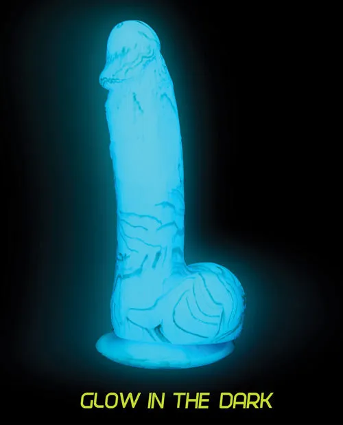 Dildos Addiction Addiction Toy Collection Luke Silicone GlowInTheDark Dildo with Balls 75in Blue