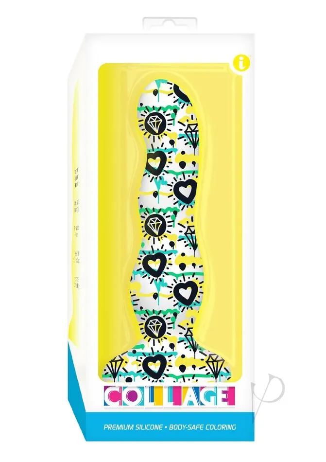 Dildos Collage Collage Diamonds and Hearts Curvy Silicone Dildo Multicolor Dildos Collage Collage Diamonds and Hearts Curvy Silicone Dildo Multicolor