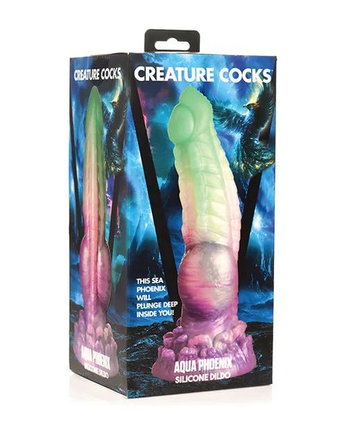 Dildos Creature Cocks Creature Cocks Aqua Phoenix Silicone Dildo GreenPurple