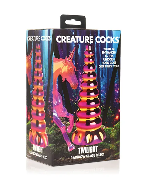 Dildos Creature Cocks Creature Cocks Twilight Rainbow Glass Dildo Multicolor