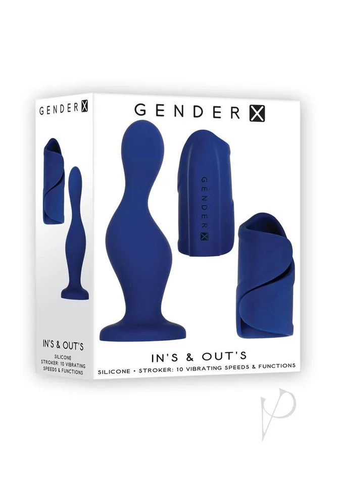 Dildos Gender X Gender X Ins and Outs Rechargeable Silicone Dildo and Stroker Set 2 piece Blue Dildos Gender X Gender X Ins and Outs Rechargeable Silicone Dildo and Stroker Set 2 piece Blue