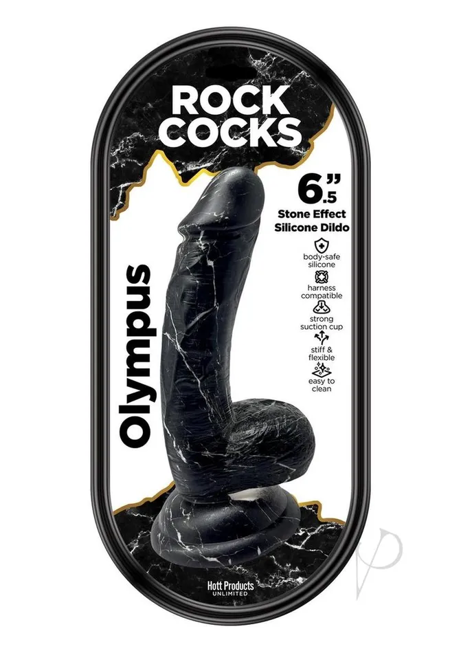 Dildos Hott Products Rock Cocks Olympus Silicone Dildo 65in BlackWhite