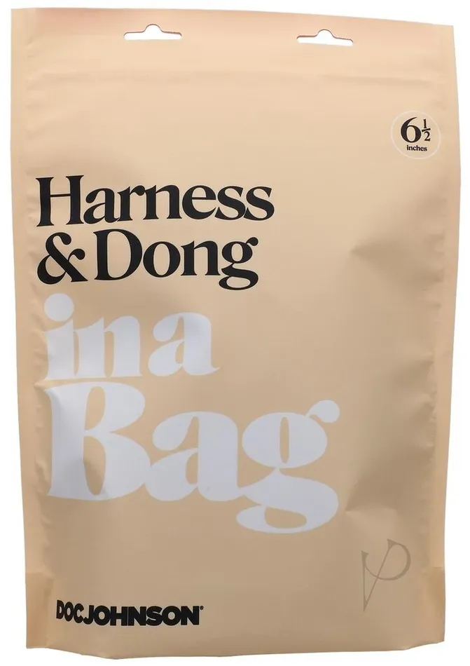 Dildos In A Bag In a Bag Vegan Leather Silicone Harness and Dong Black