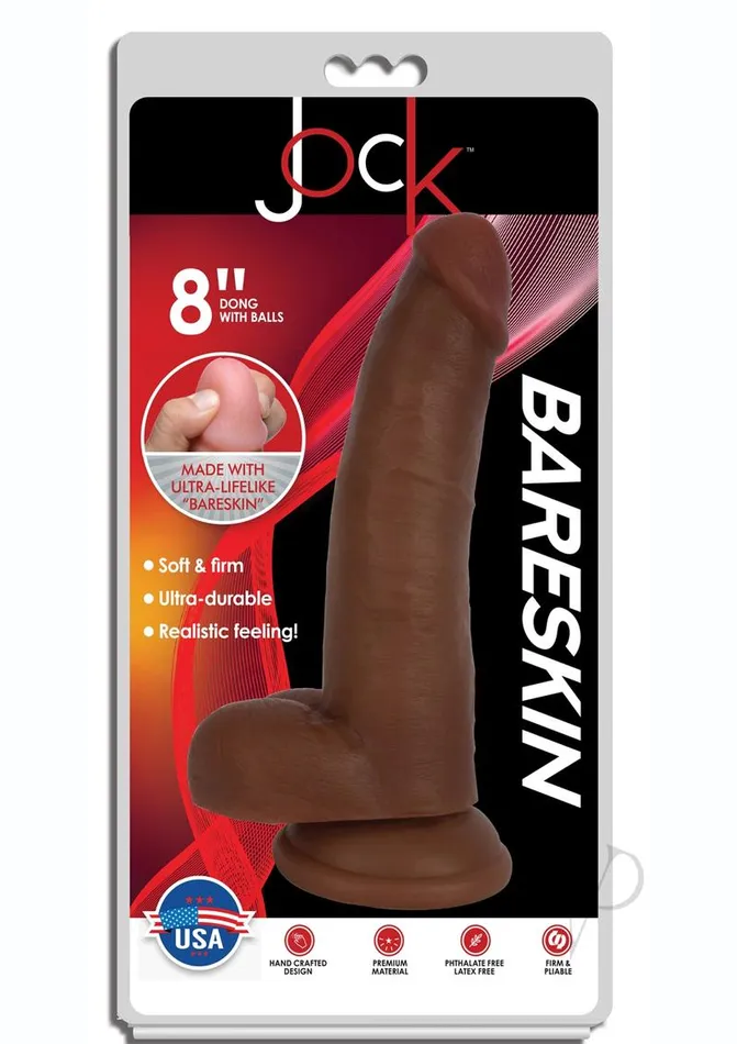 Dildos Jock Jock Bareskin Realistic Dong with Balls 8in Caramel