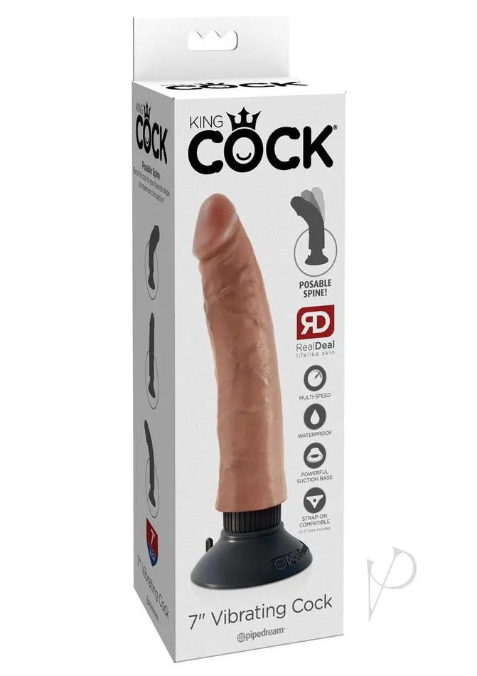 Dildos King Cock King Cock Vibrating Dildo 7in Caramel