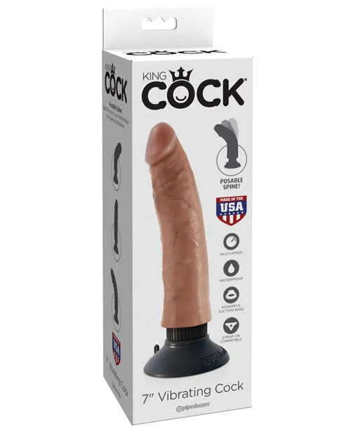 Dildos King Cock King Cock Vibrating Dildo 7in Caramel