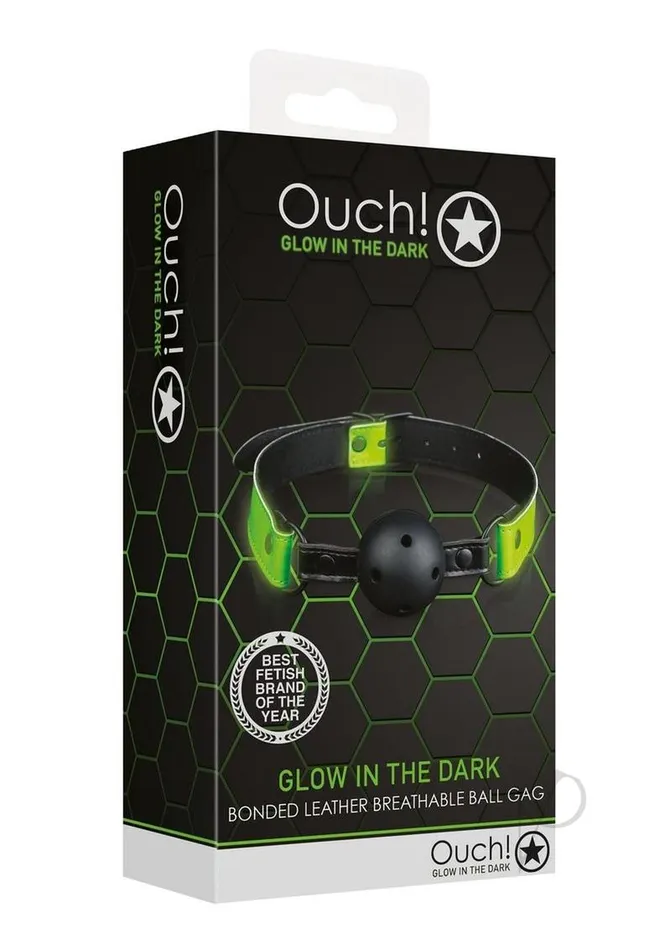 Dildos Ouch Ouch Breathable Ball Gag Glow in the Dark Green
