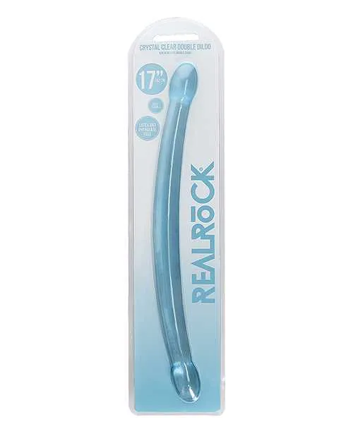 Dildos Realrock Shots RealRock Crystal Clear 17 Double Dildo Blue
