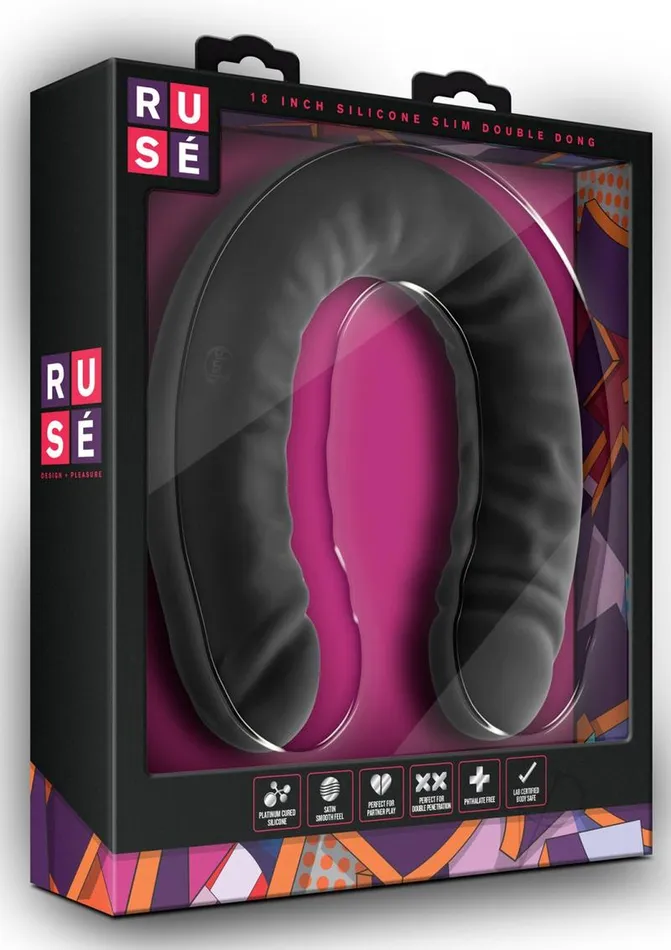 Dildos Ruse Ruse Silicone Double Headed Dual Penetration Dildo 18in Black