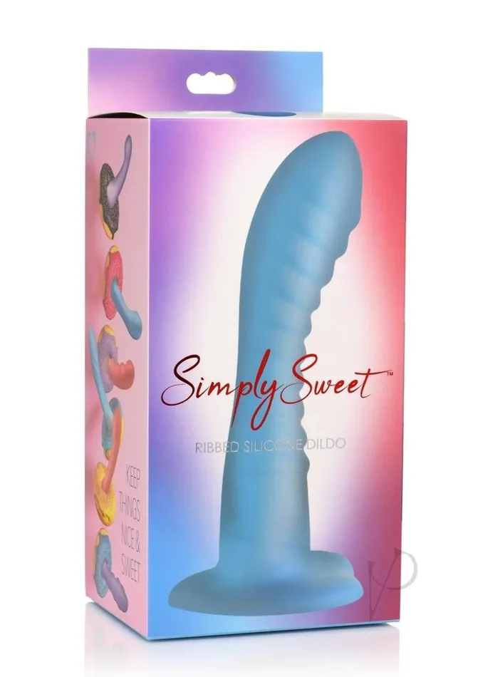 Dildos Simply Sweet Simply Sweet Ribbed Silicone Dildo Blue