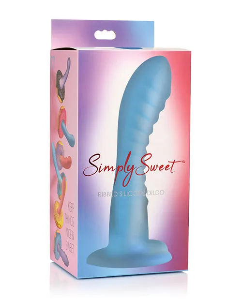 Dildos Simply Sweet Simply Sweet Ribbed Silicone Dildo Blue