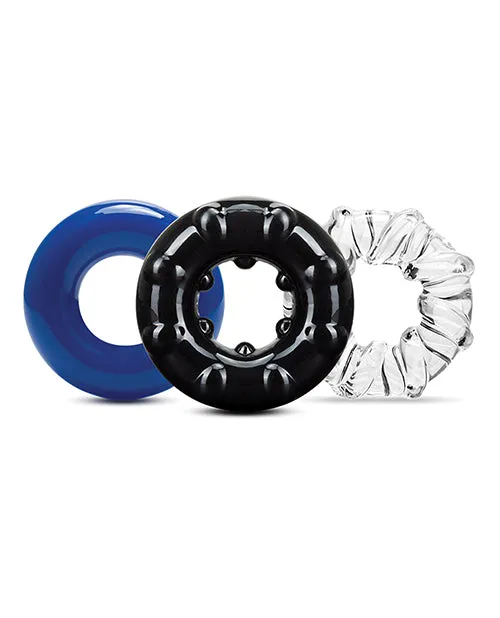 Dildos Stay Hard Stay Hard Triple Stretch Cock Rings 3 Pack Multiple Colors