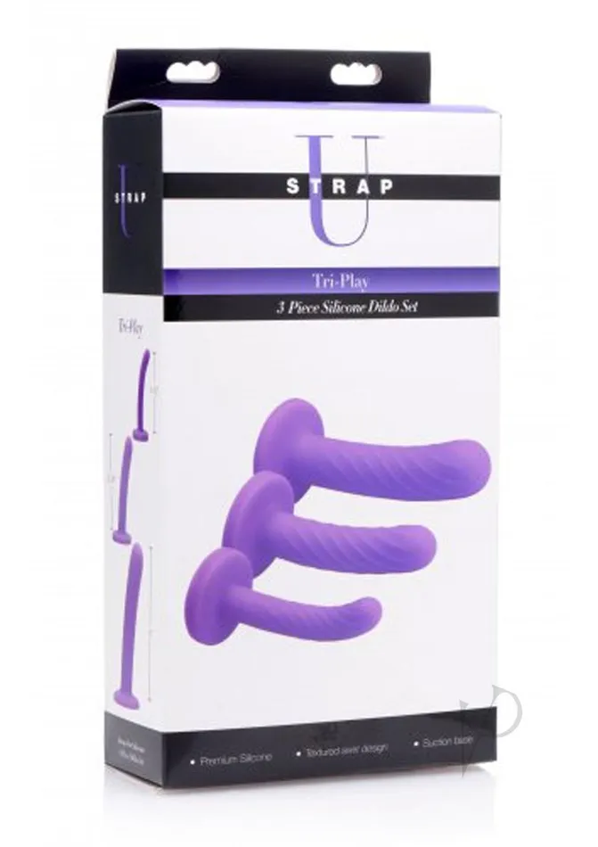 Dildos Strap U Strap U TriPlay 3 Piece Silicone Dildo Set Purple