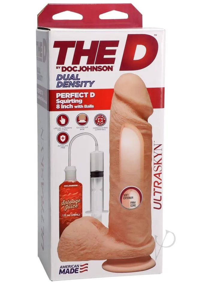 Dildos The D The D Perfect D Ultraskyn Squirting Dildo 8in Vanilla