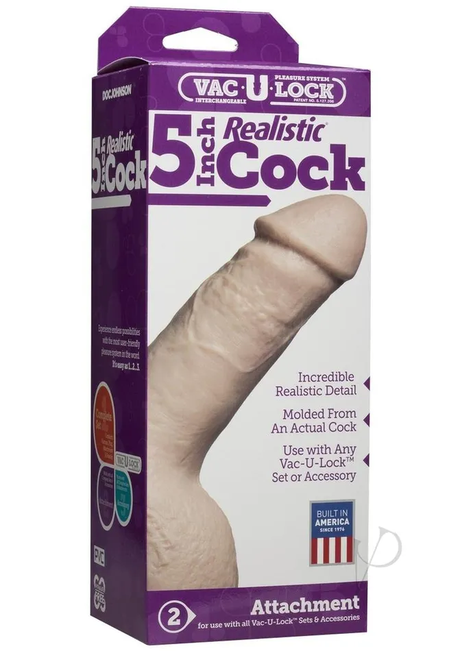 Dildos Vac U Lock VacULock Realistic Dildo 5in Vanilla