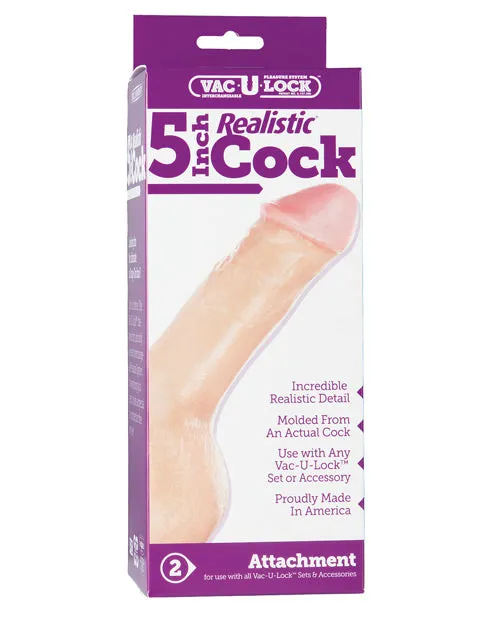 Dildos Vac U Lock VacULock Realistic Dildo 5in Vanilla Dildos Vac U Lock VacULock Realistic Dildo 5in Vanilla