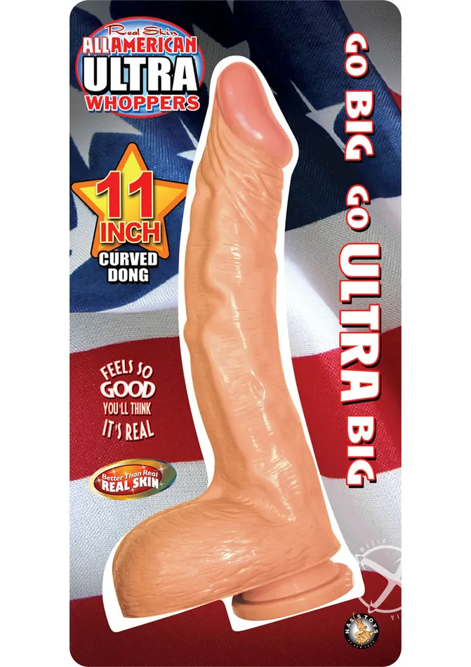 Dildos Whoppers All American Ultra Whoppers Curved Dildo 11in Vanilla