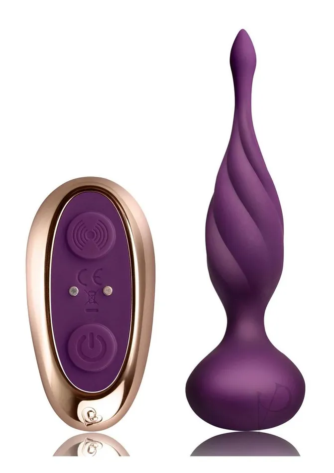 Discover Rechargeable Silicone Anal Vibrator with Remote Control PurpleRose Gold Rocks Off Female Sex Toys