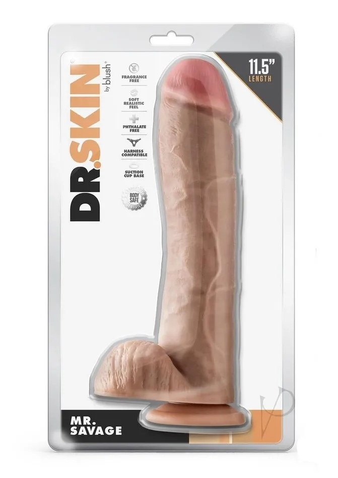 Dr Skin Dildos Dr Skin Silver Collection Mr Savage Dildo with Balls and Suction Cup 115in Vanilla Dr Skin Dildos Dr Skin Silver Collection Mr Savage Dildo with Balls and Suction Cup 115in Vanilla