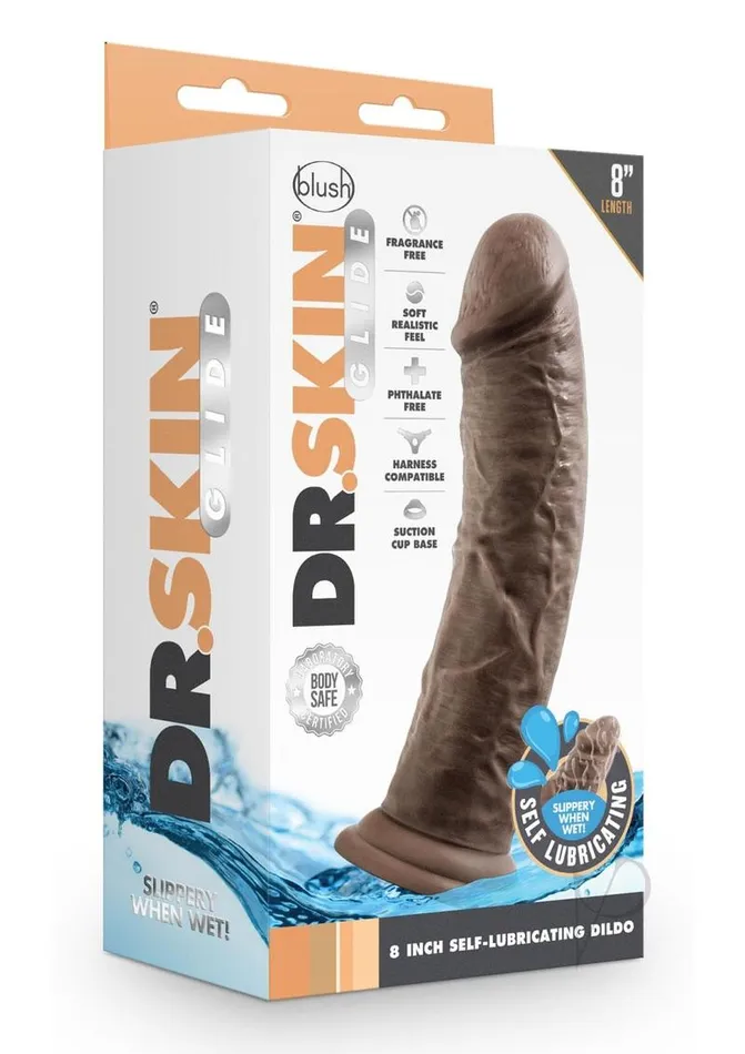 Dr Skin Female Sex Toys Dr Skin Glide Gold Collection Self Lubricating Dildo 8in Chocolate Dr Skin Female Sex Toys Dr Skin Glide Gold Collection Self Lubricating Dildo 8in Chocolate