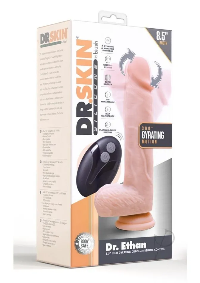 Dr Skin Platinum Collection Silicone Dr Ethan Gyrating Dildo 85in Vanilla Dr Skin Dildos