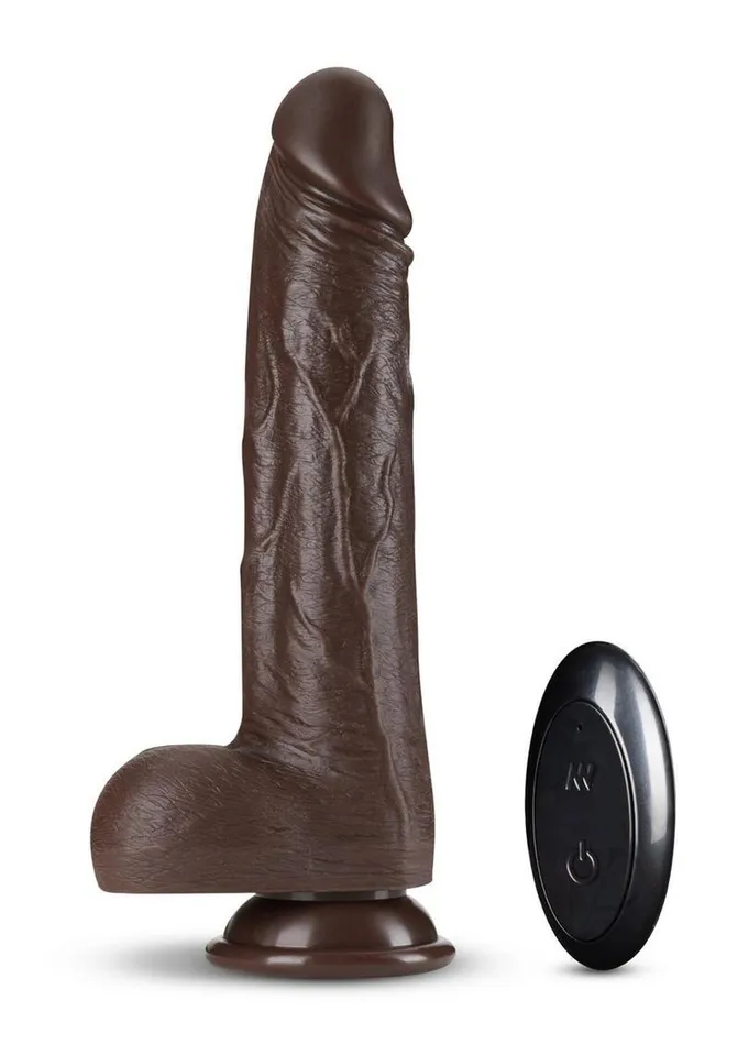 Dr Skin Platinum Collection Silicone Dr Murphy Rechargeable Thrusting Dildo with Remote Control 8in Chocolate Dr Skin Female Sex Toys Dr Skin Platinum Collection Silicone Dr Murphy Rechargeable Thrusting Dildo with Remote Control 8in Chocolate Dr Skin Female Sex Toys