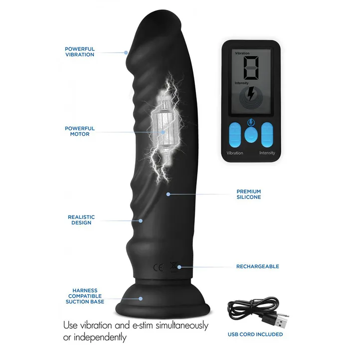 EStim Pro 5x Vibrating Dildo with Remote Control Zeus Electrosex Female Sex Toys