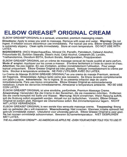 Elbow Grease Lubricants Sexual Health Wellbeing Elbow Grease Original Oil Cream Lubricant 1oz Elbow Grease Lubricants Sexual Health Wellbeing Elbow Grease Original Oil Cream Lubricant 1oz