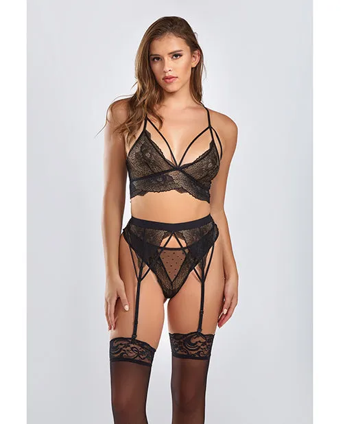Everly Dot Mesh Galloon Lace Strappy Bra Garterbelt Hipster Panty Black 1X Icollection Lingerie Anal Everly Dot Mesh Galloon Lace Strappy Bra Garterbelt Hipster Panty Black 1X Icollection Lingerie Anal