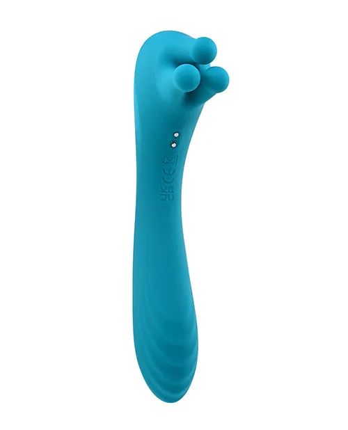 Evolved Female Sex Toys Heads or Tails Silicone Rechargeable Dual Vibrator Teal