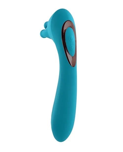 Evolved Female Sex Toys Heads or Tails Silicone Rechargeable Dual Vibrator Teal