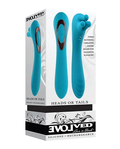 Evolved Female Sex Toys Heads or Tails Silicone Rechargeable Dual Vibrator Teal