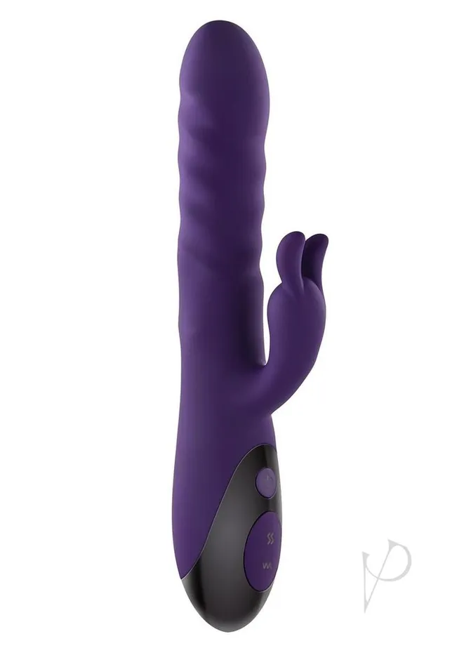 Evolved Vibrators Rascally Rabbit Rechargeable Silicone Thrusting Rotating Vibrator Purple