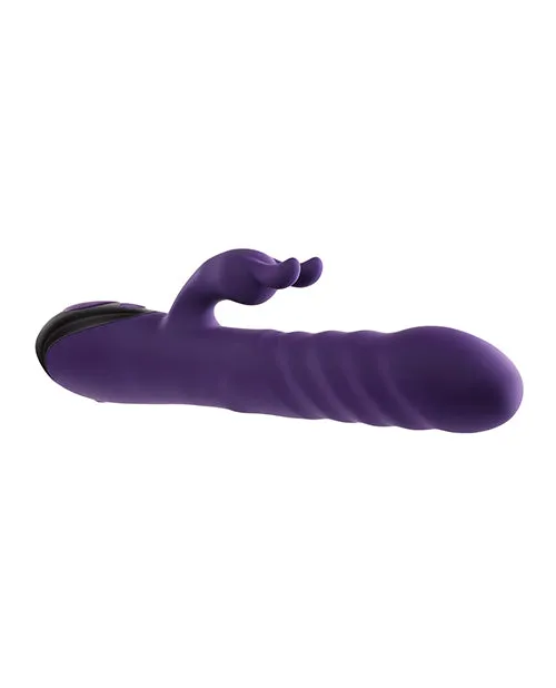 Evolved Vibrators Rascally Rabbit Rechargeable Silicone Thrusting Rotating Vibrator Purple