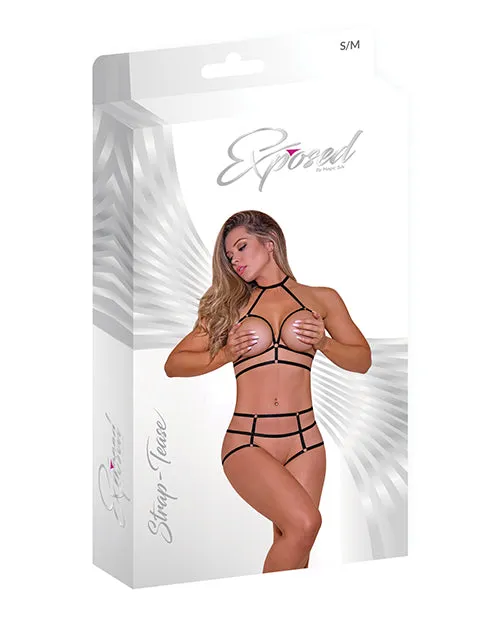 Exposed Anal StrapTease Cupless Choker Bra Open Cage Short Black SM Exposed Anal StrapTease Cupless Choker Bra Open Cage Short Black SM