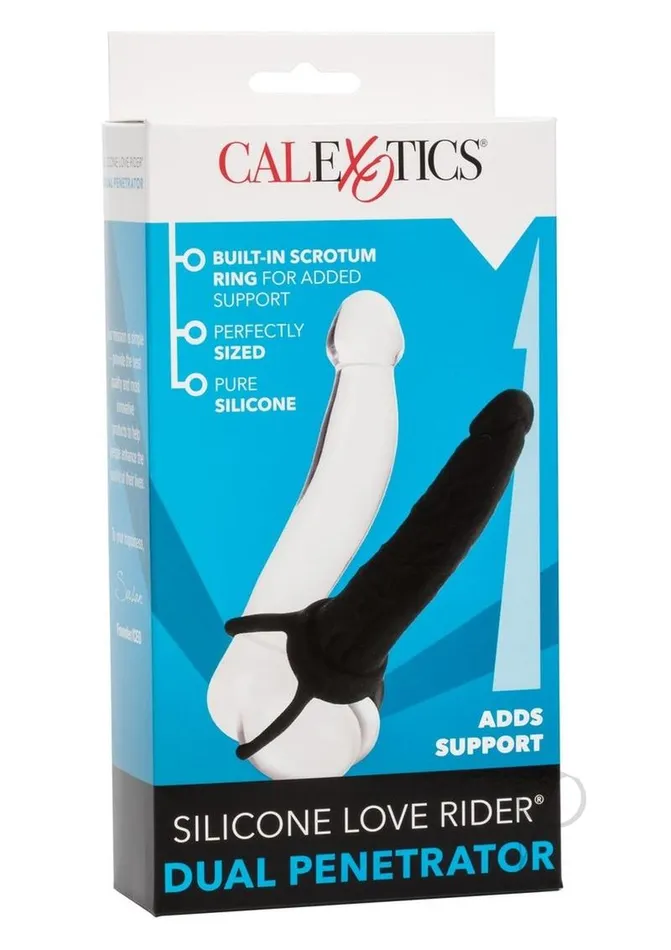 Extensions Love Rider Silicone Dual Penetrator Dildo Cock Ring Black Dildos Extensions Love Rider Silicone Dual Penetrator Dildo Cock Ring Black Dildos