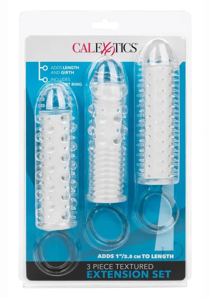 Extensions Textured Extension Set Penis Sleeves 3 piece Clear Male Sex Toys Extensions Textured Extension Set Penis Sleeves 3 piece Clear Male Sex Toys