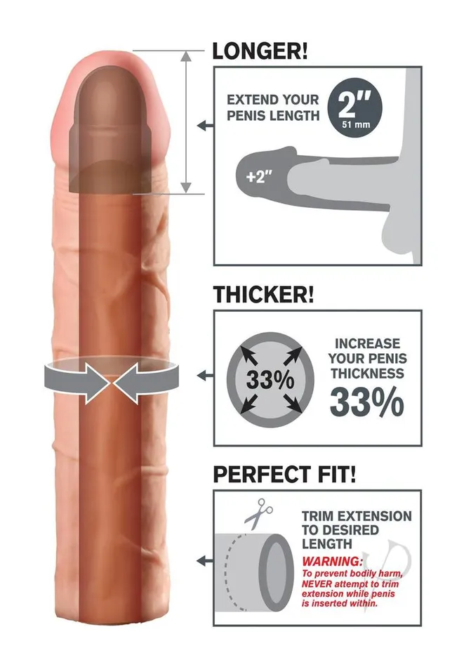 Fantasy XTensions Perfect 2in Extension Sleeve 8in Vanilla Fantasy X Tensions Male Sex Toys